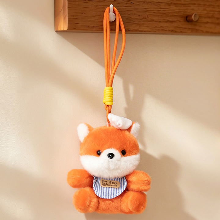 Plush Calico Cat Strawberry Mini Bag Charm Keychain with Soft Rope Loop & Metal Clip Kalsten