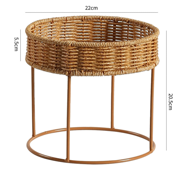 Unisex Modern Plant Stand with Woven Basket and Metal Frame Kalsten