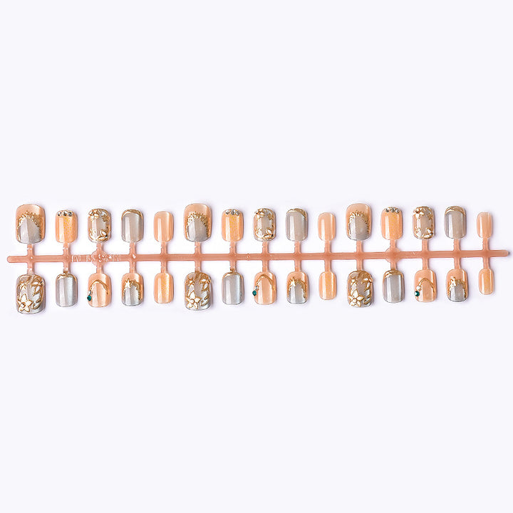 Decorative Press-On Nail Art Set with Elegant Floral Embellishments Kalsten