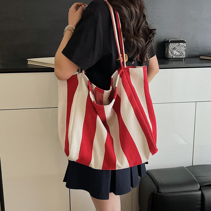 Spacious Striped Beach Tote