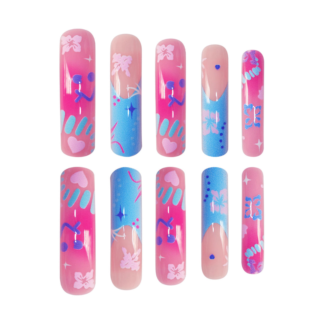 Artistic Press-On Nail Extensions With Floral Designs Kalsten