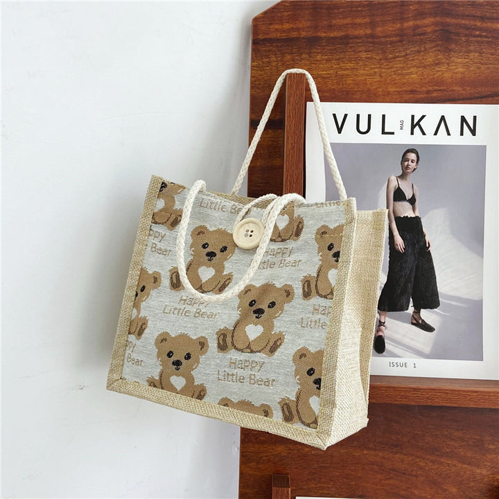 Cute Bear-Themed Canvas Tote Bag