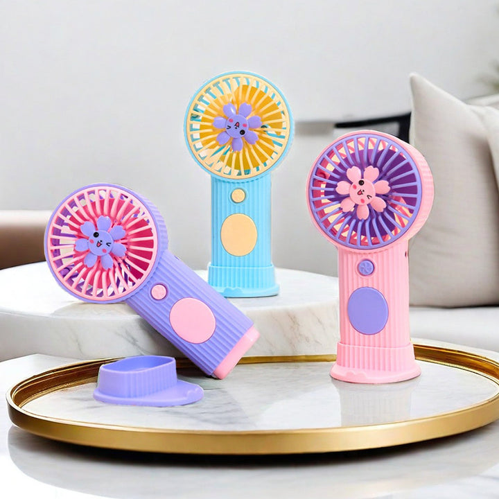 Ladies Compact Hand Fan with Flower Motif Kalsten
