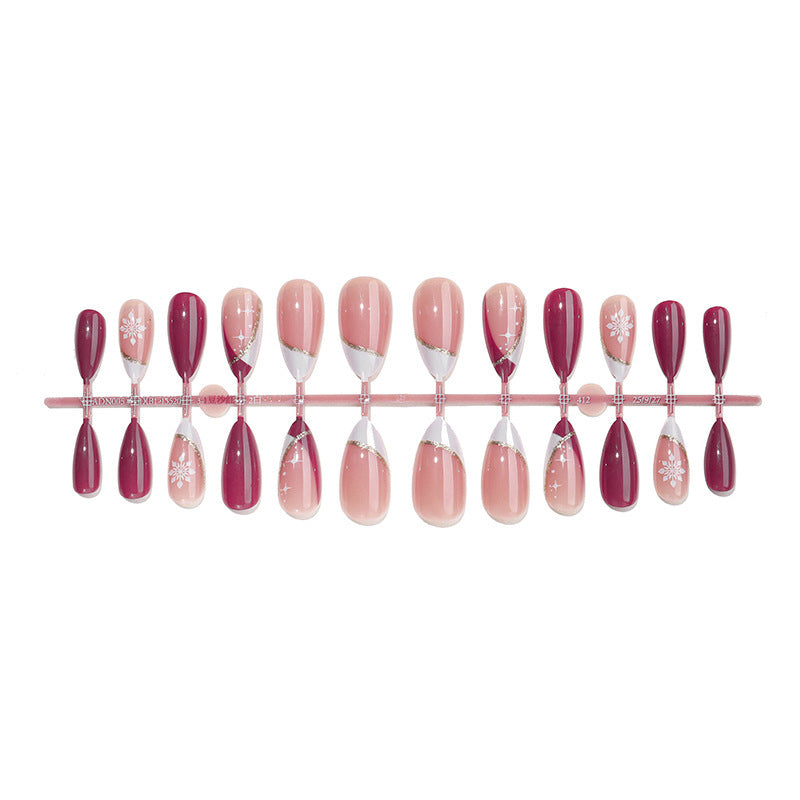 Artificial nail set with decorative flower motifs and elegant ombre effect Kalsten