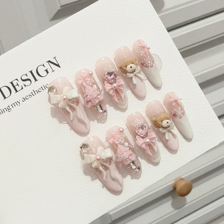 Whimsical Decorative 3D Press-On Nail Set