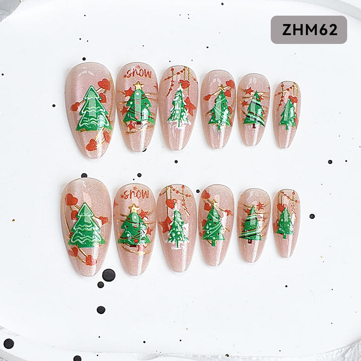 Festive Tree-Themed Press-On Nail Set Kalsten