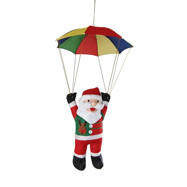 Inflatable Santa Claus figure with parachute