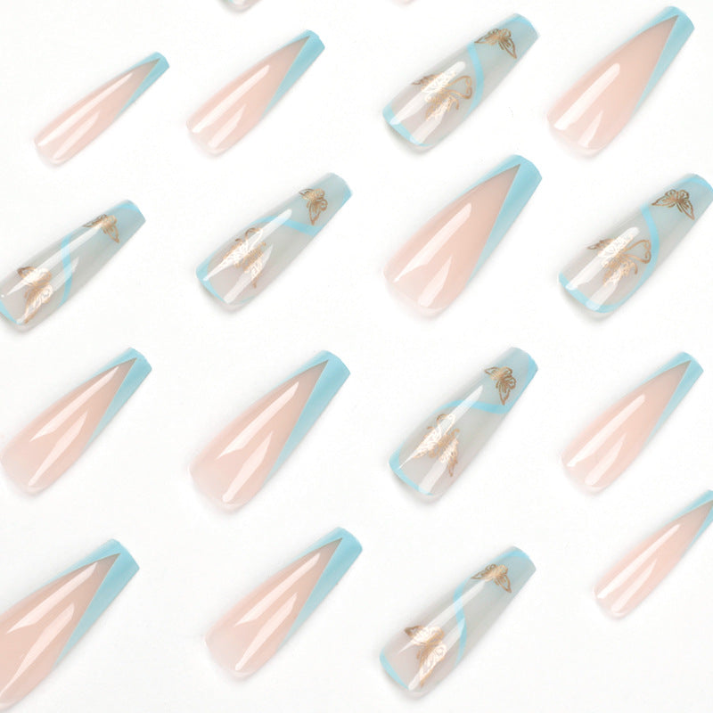 Artificial nail extensions in an elegant style with floral design Kalsten
