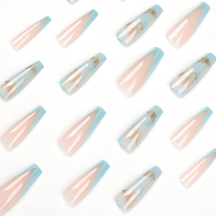 Artificial nail extensions in an elegant style with floral design Kalsten