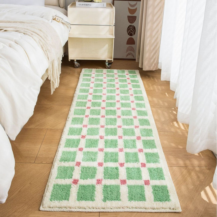 Plush Checkered Bath Runner