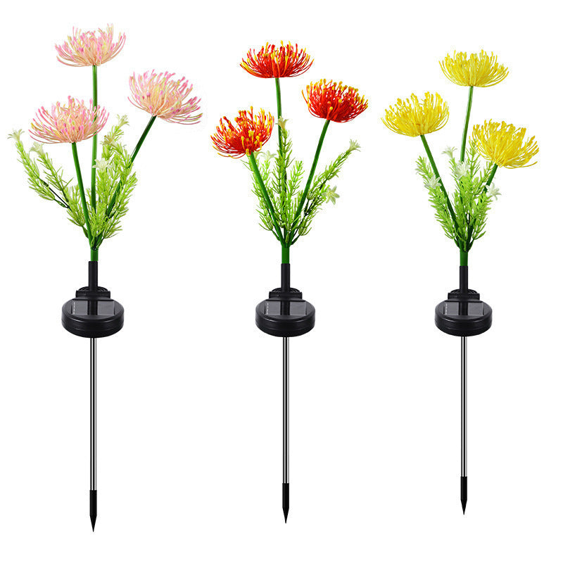 Realistic Solar LED Garden Flower Stake With Chrysanthemum Bloom And Flexible Waterproof Stem Kalsten