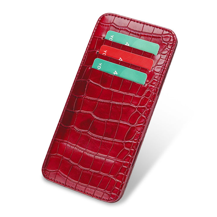 Sleek Crocodile-Embossed Leather Cardholder Kalsten