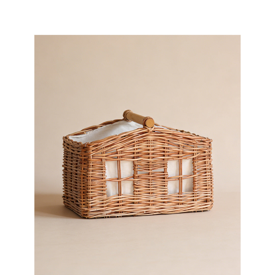 Large storage basket with wooden handle Kalsten