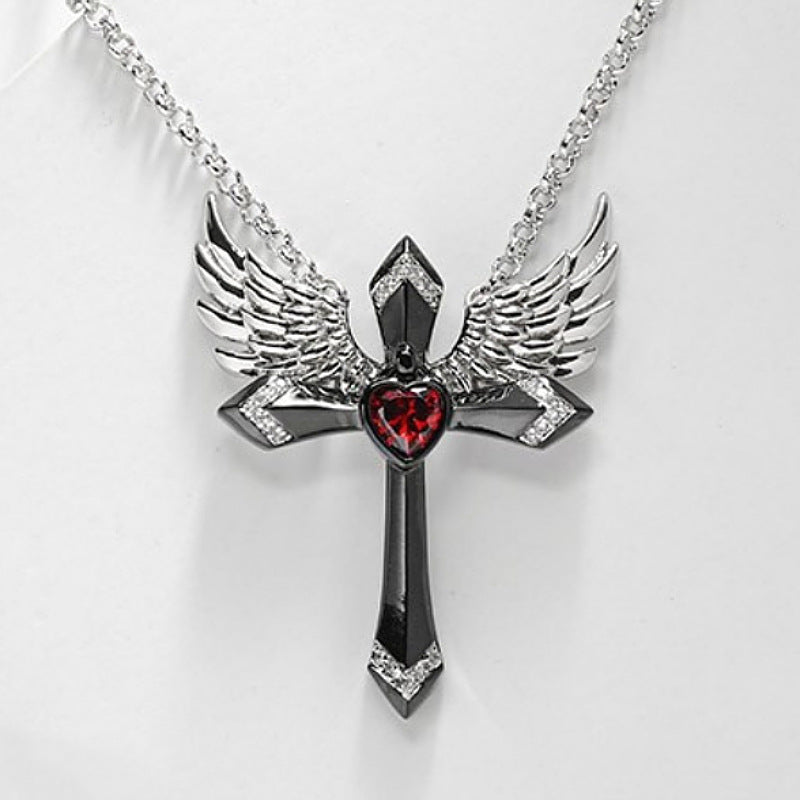 Gothic Angel Wing Cross Pendant Necklace Kalsten
