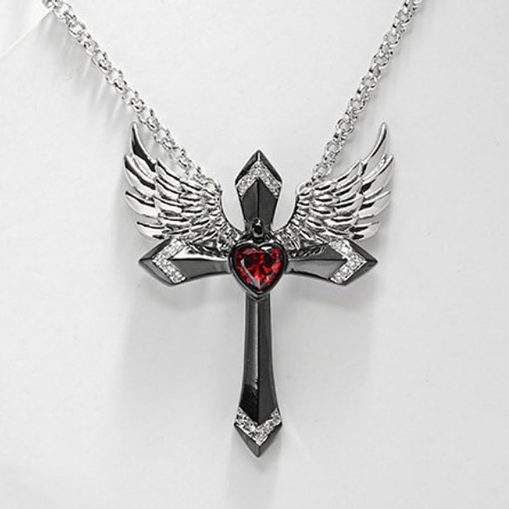 Gothic Angel Wing Cross Pendant Necklace Kalsten
