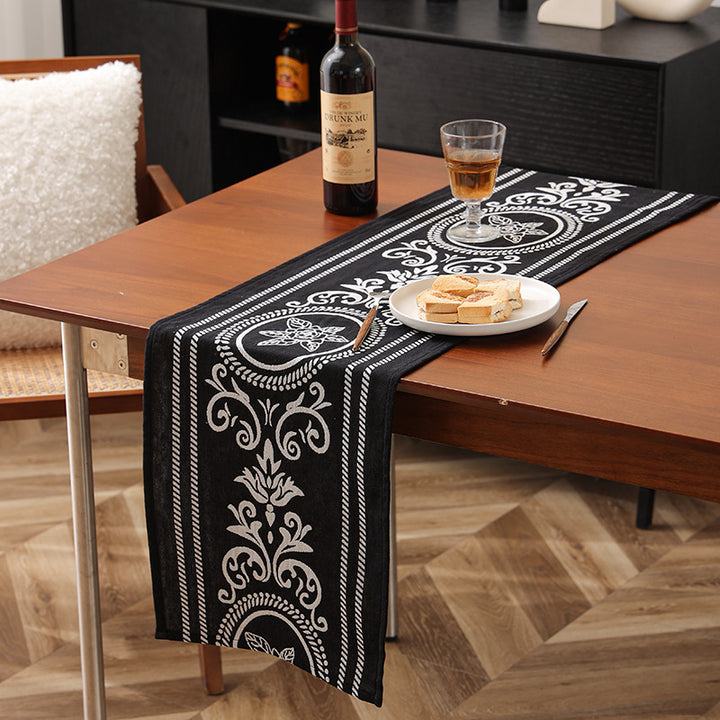 longer lighter ornamental scarf with floral jacquard structure