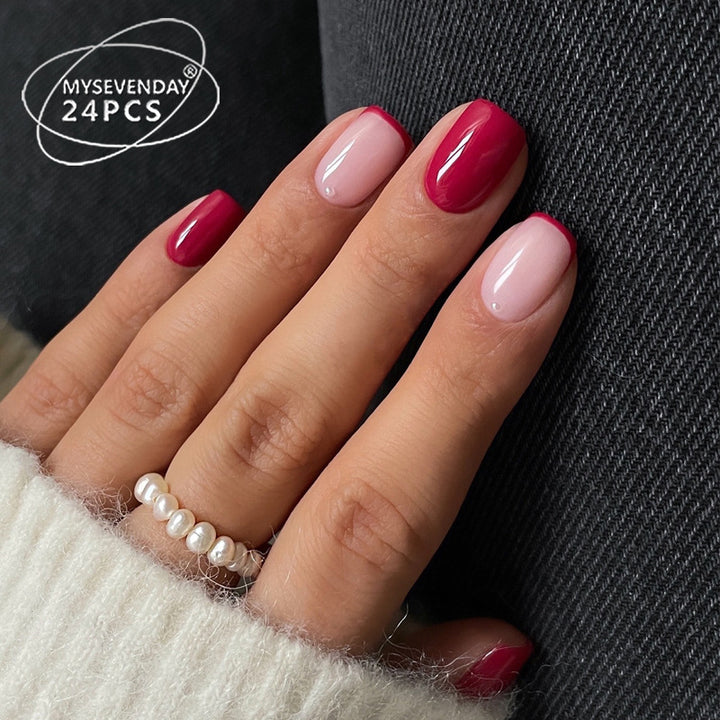 Elegant Press-On Nail Tips with French Tip Design Kalsten