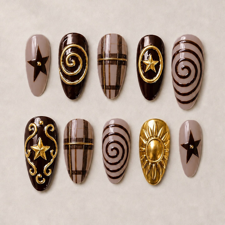 Artificial nail set with glamorous 3D decorations and stylish accents Kalsten