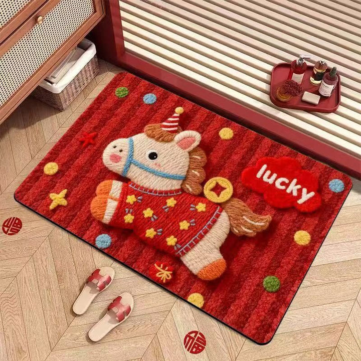 Festive Cartoon-Themed Plush Area Mat for Home