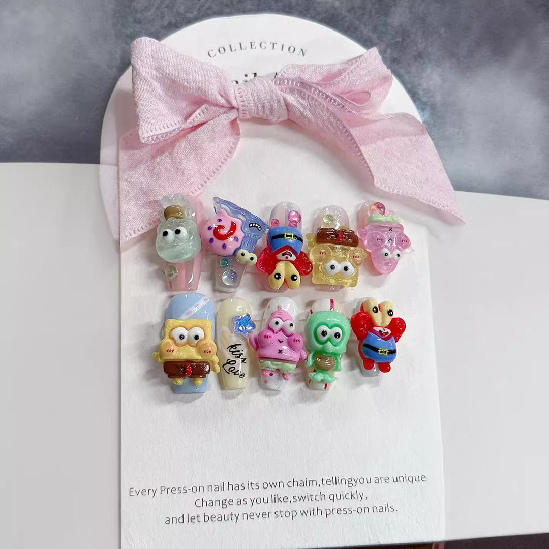Whimsical Character 3D Press-On Nail Set