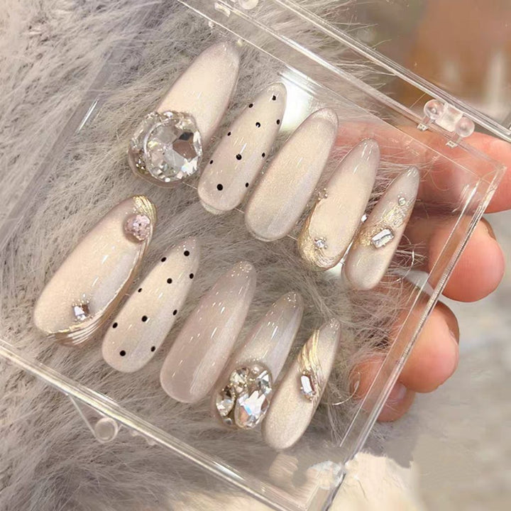 Decorative Stiletto Nail Art Extensions with Rhinestone Accents