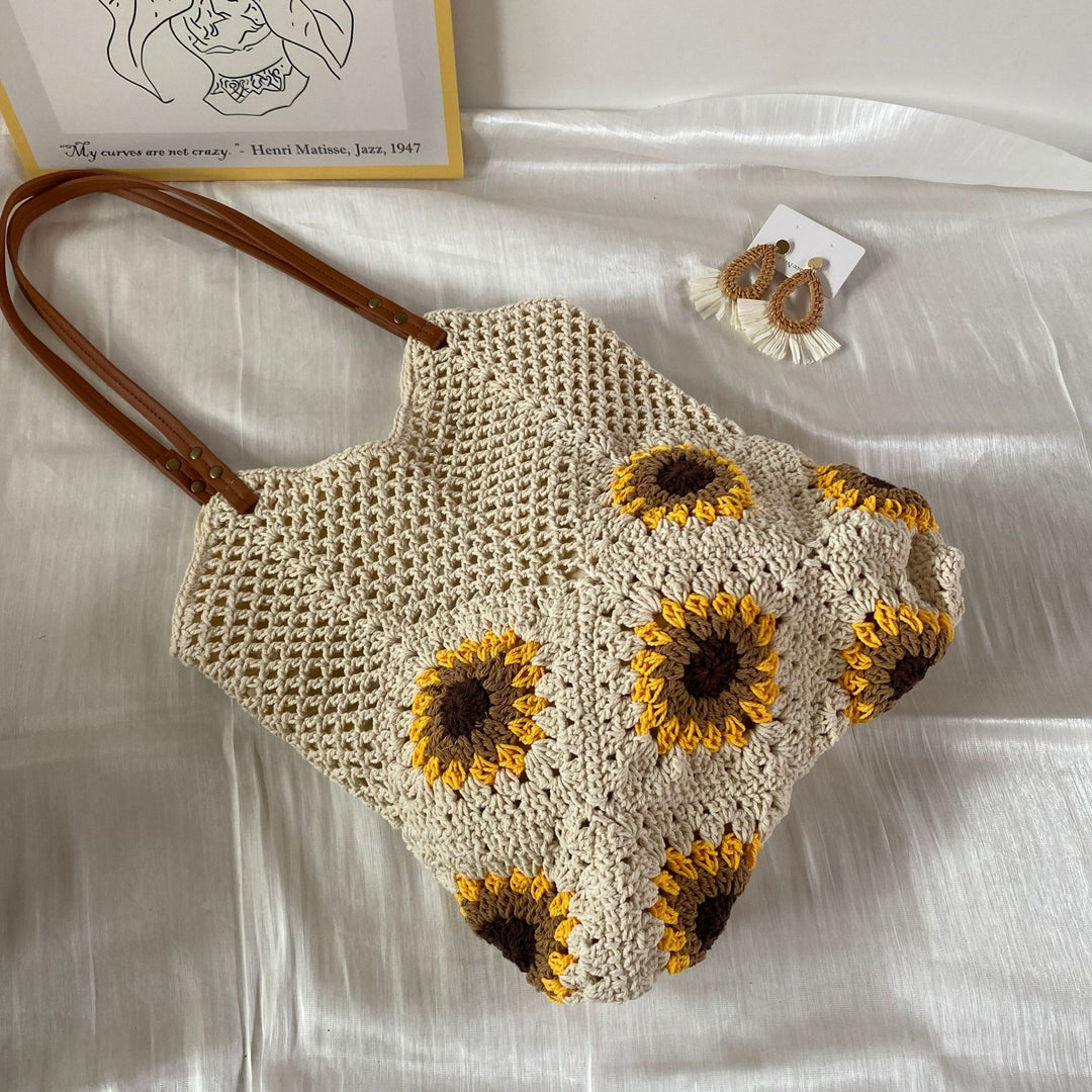 Handcrafted Macrame Bag with Unique Sunflower Pattern Kalsten