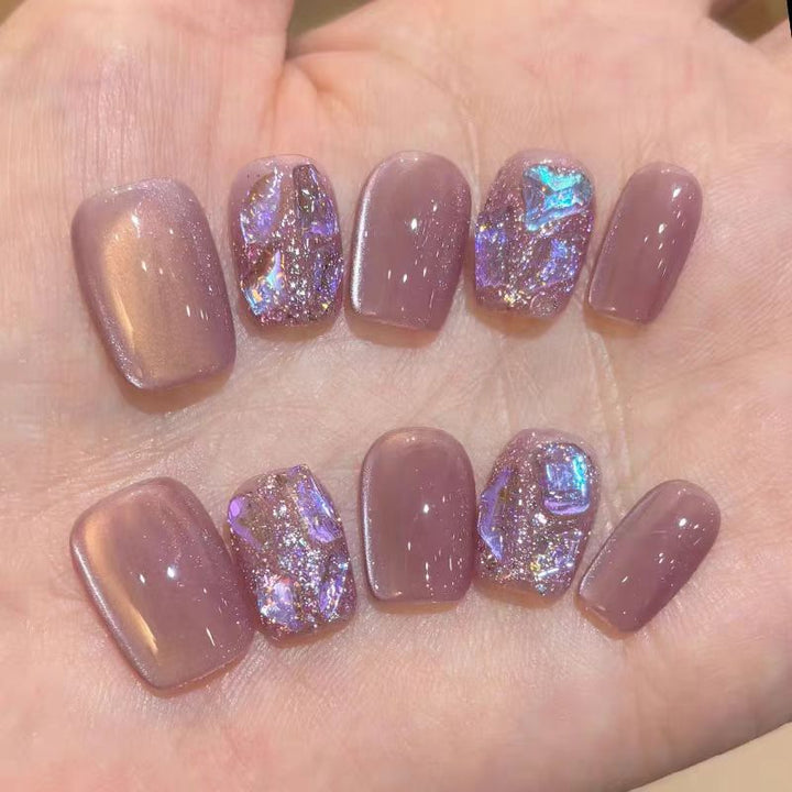 Artificial nails with radiant glitter effect Kalsten