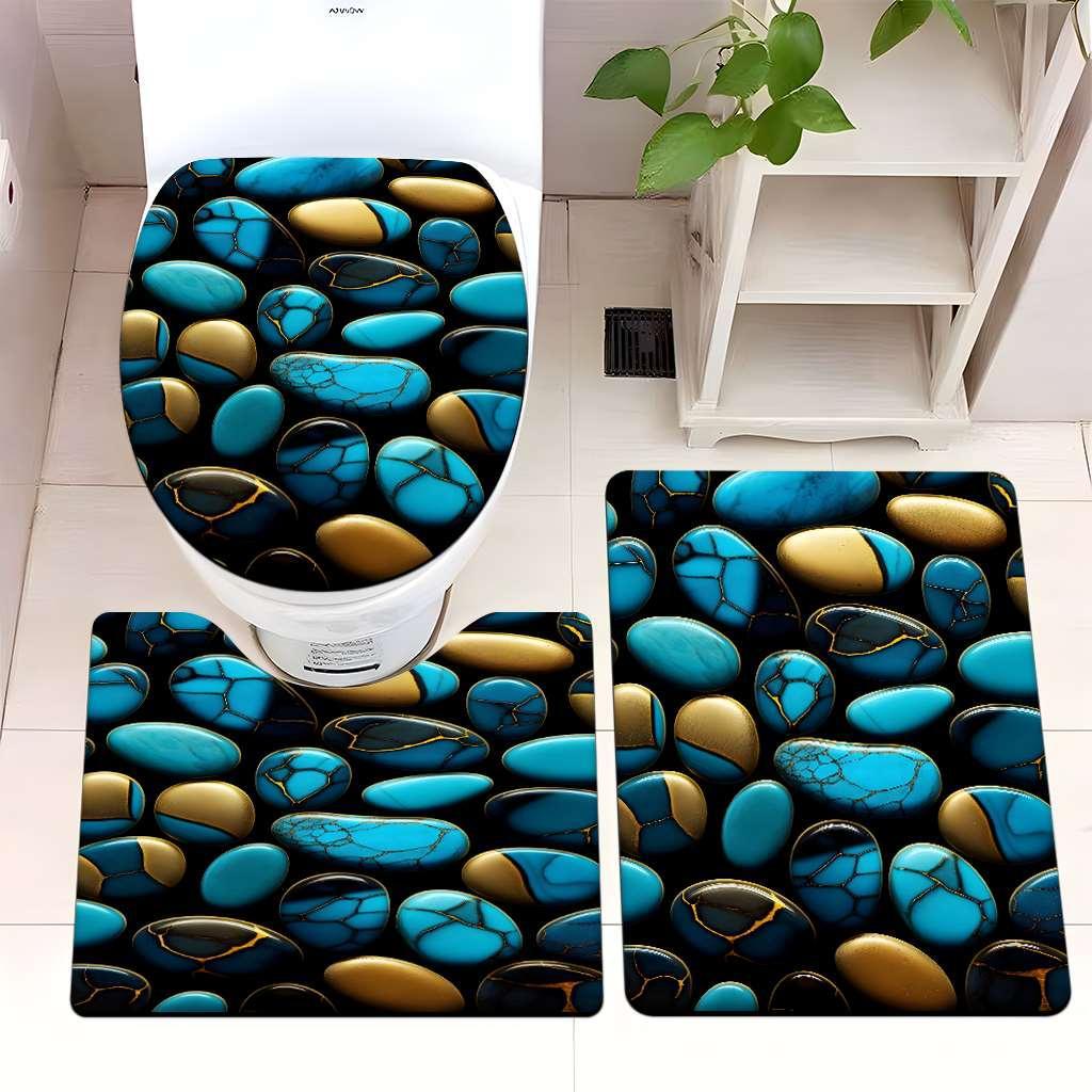Decorative Pebble Bathroom Mat Set Kalsten