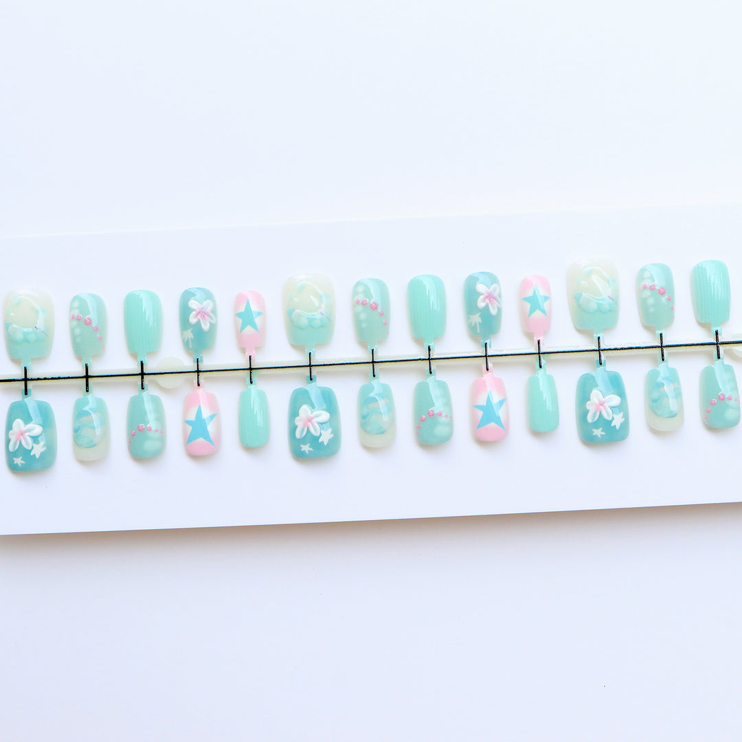 Mermaid-Inspired Decorative Press-On Nail Set Kalsten