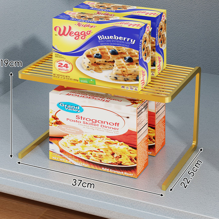 Compact Three Tier Slatted Metal Countertop Pantry Organizer