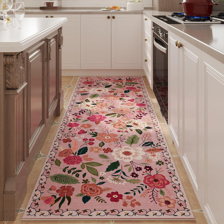 Floral Pattern Kitchen Runner Mat