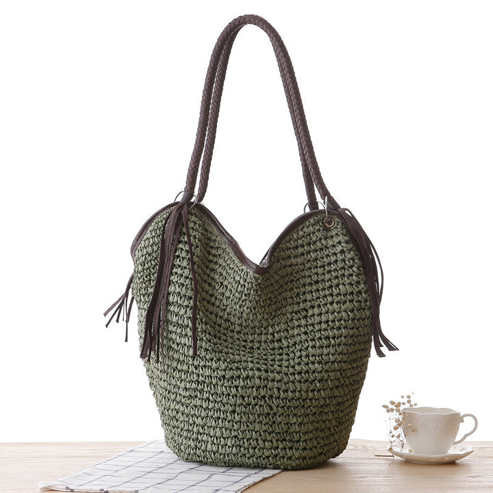 Handmade beach bag with stylish fringes Kalsten