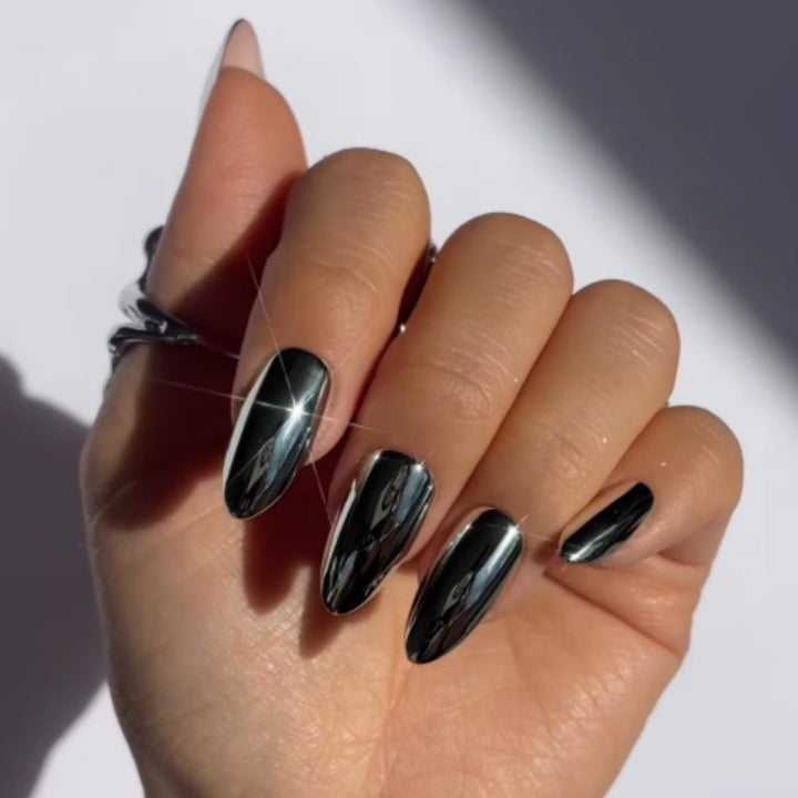 Glossy Black Stiletto Press-On Nails Kalsten