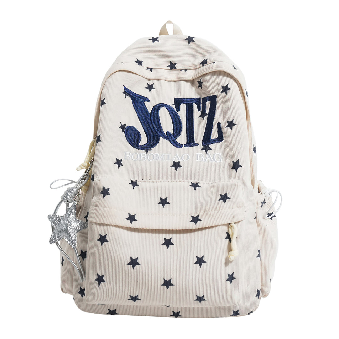 Stylish Star-Embellished Corduroy Backpack Kalsten