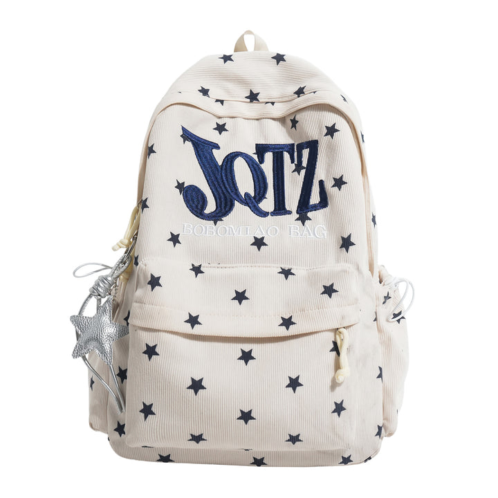 Stylish Star-Embellished Corduroy Backpack Kalsten