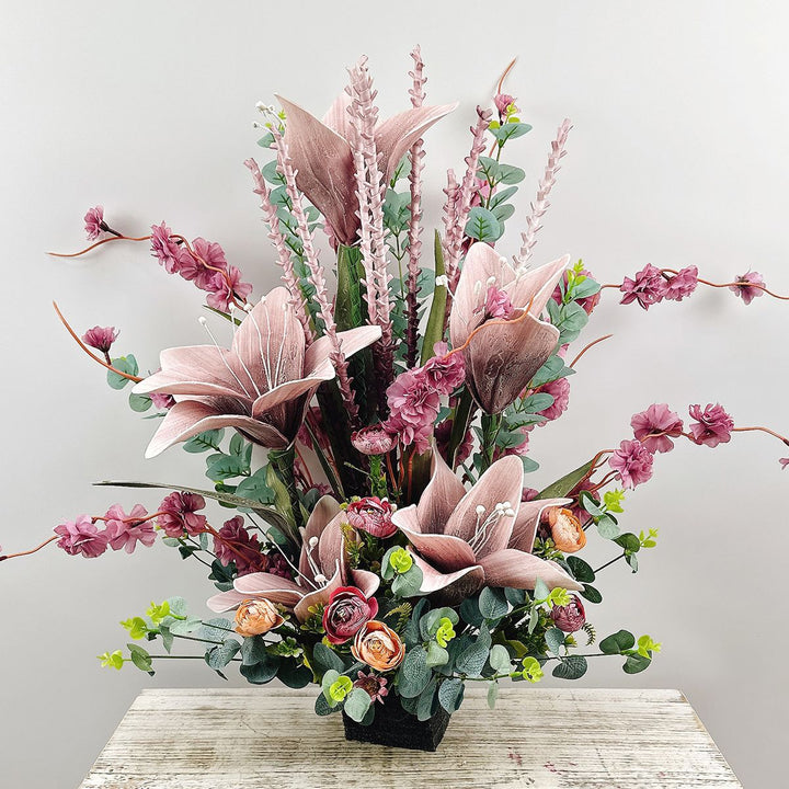 Lifelike Floral Arrangement in Decorative Ceramic Vase
