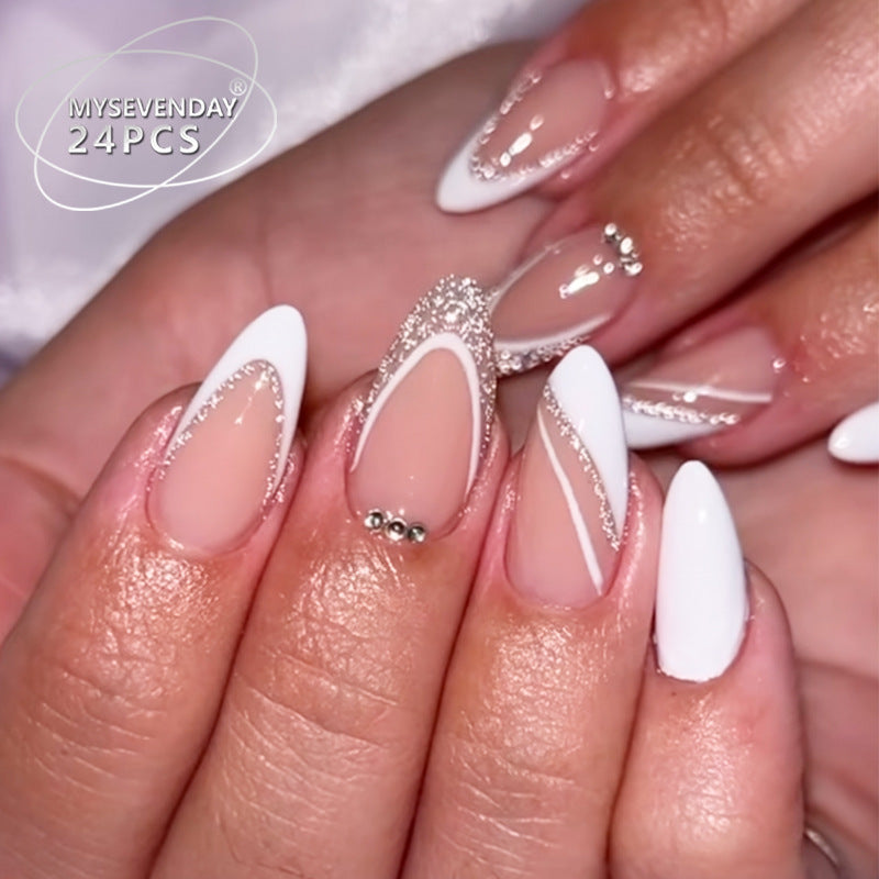 Elegant Stiletto Press-On Nail Set with Rhinestone Accents Kalsten