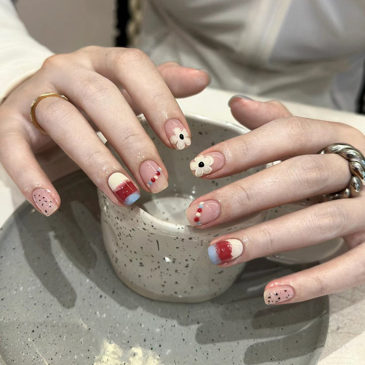 Elegant Long Press-On Nails Set with Artistic Tips Kalsten