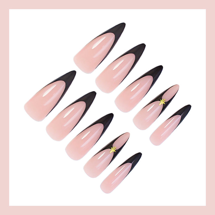 Artificial nail set with elegant lace design and glitter details Kalsten