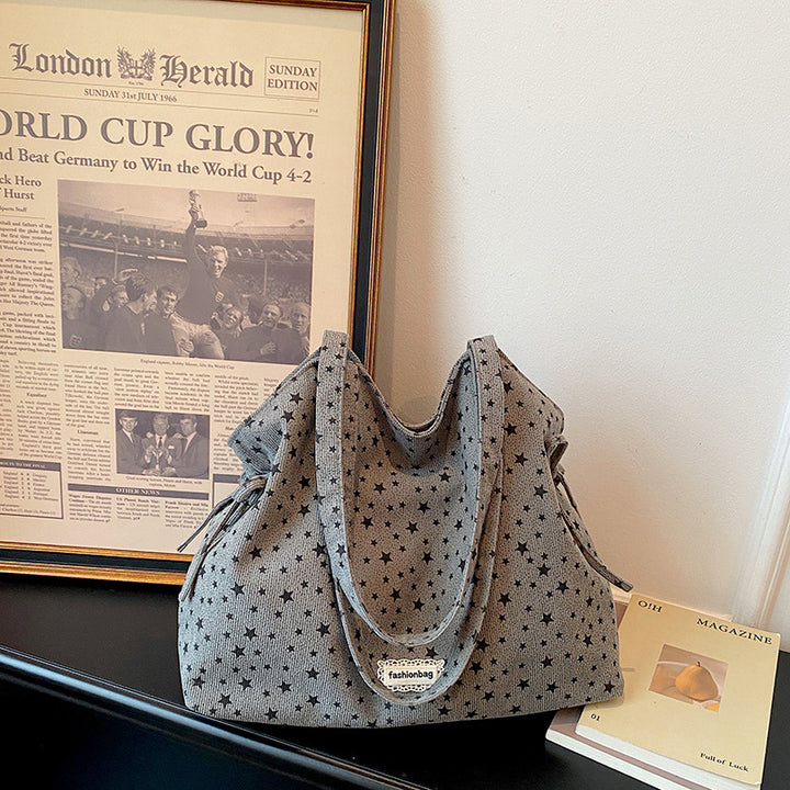 Casual Star-Patterned Tote Bag