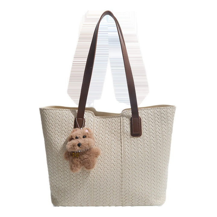 Woven Leather Shoulder Tote Bag Kalsten