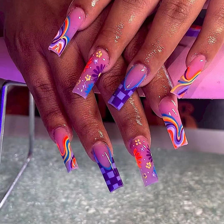 Decorative Long Acrylic Nail Design Kalsten