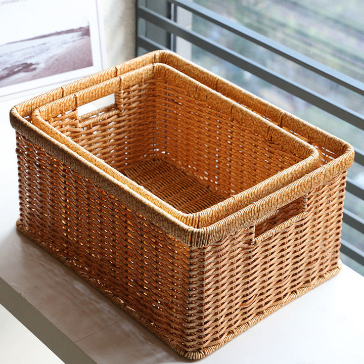 Handwoven Storage Basket with Cutout Handles Kalsten