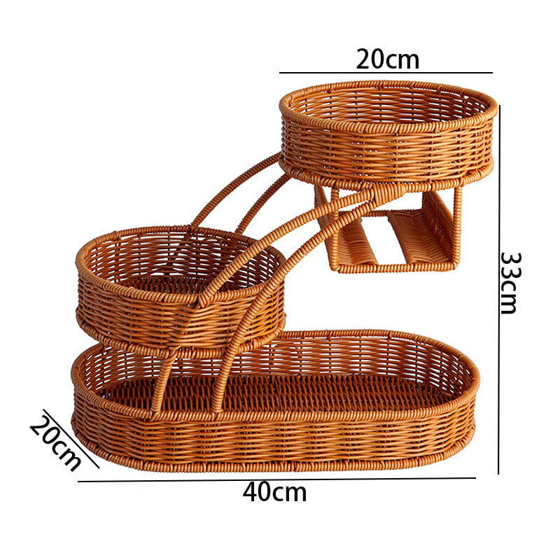 Two-Tiered Woven Fruit Display Stand Kalsten
