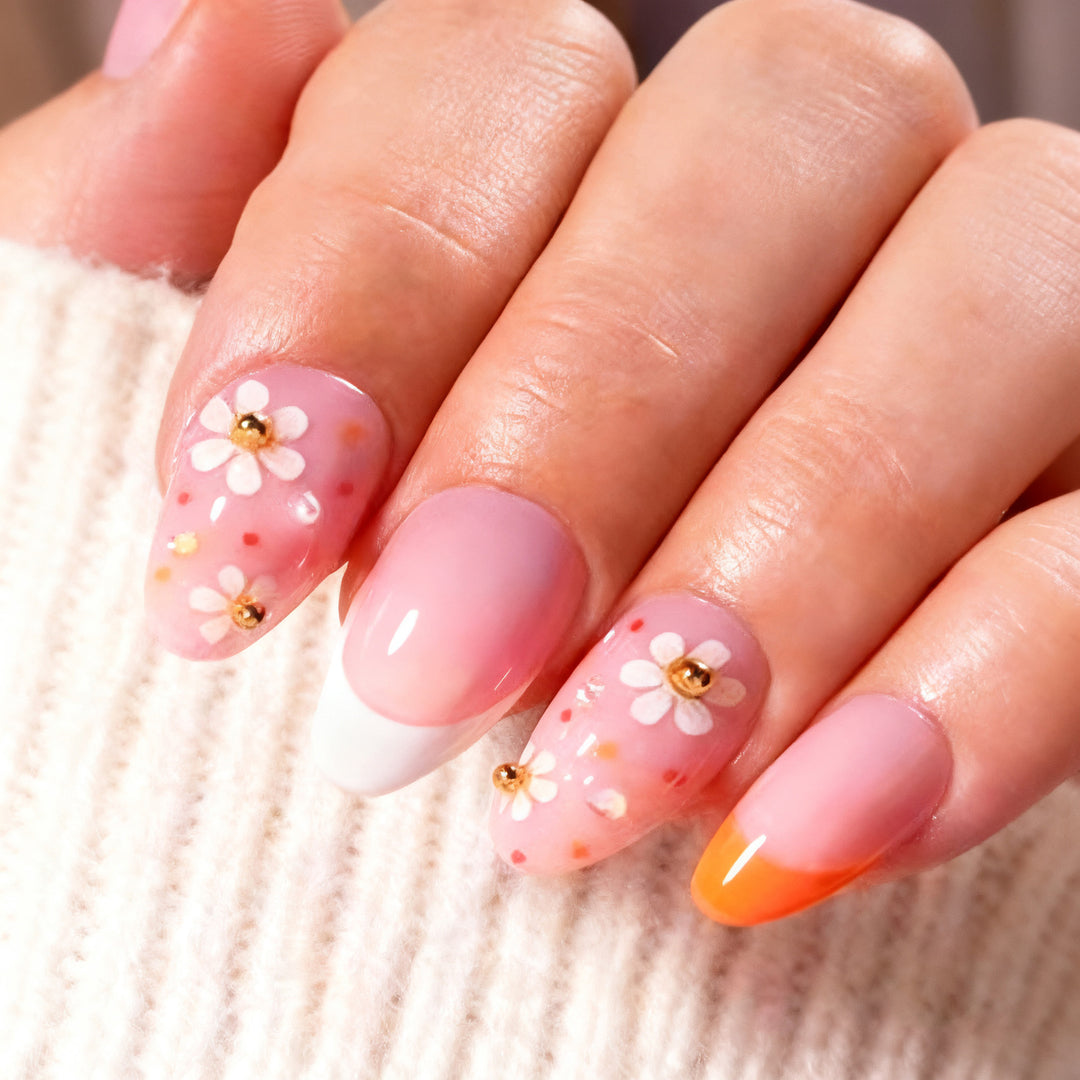 Artistic Floral-Embellished Press-On Nail Set Kalsten