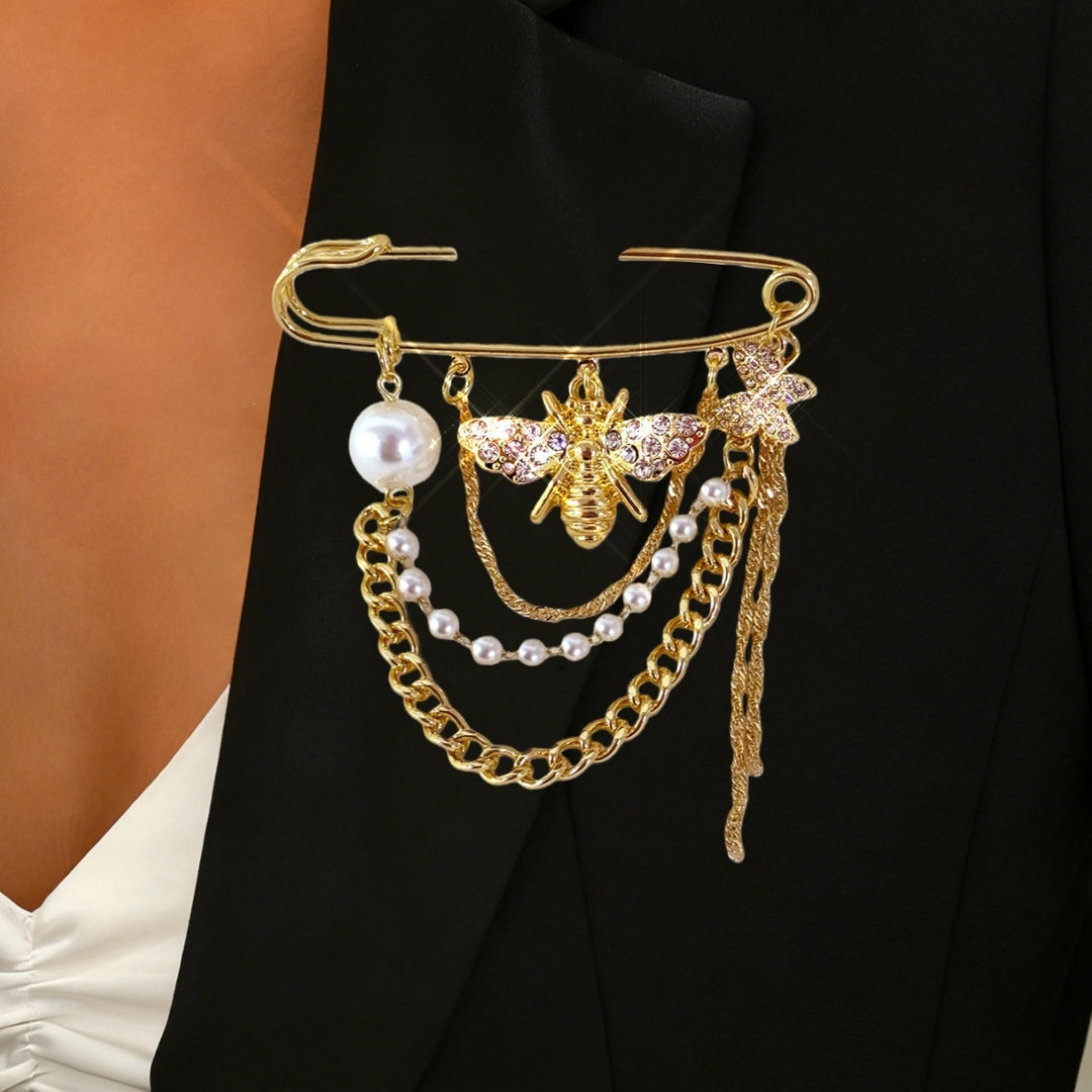 Elegant safety pin with pearls and crystals Kalsten