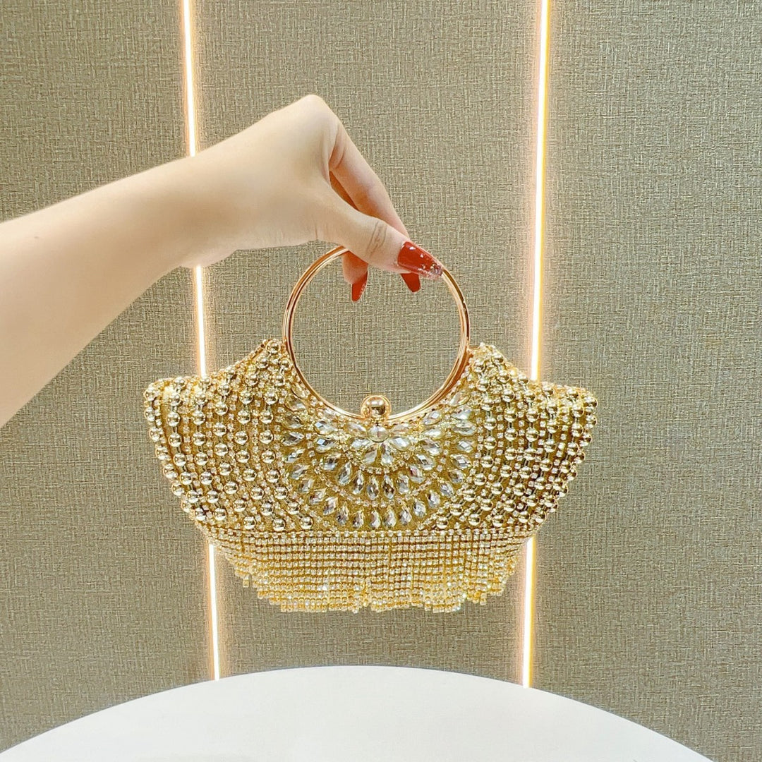 Decorative Rhinestone-Accented Evening Handbag