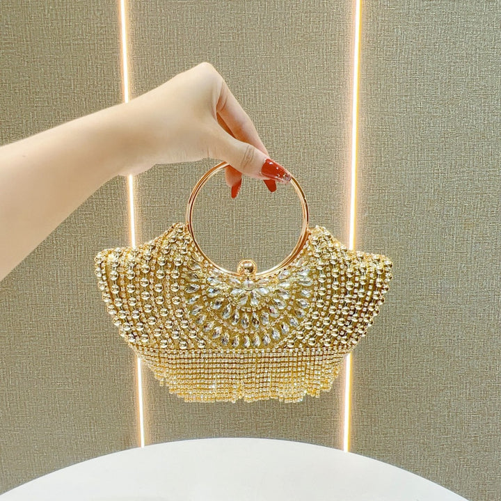 Decorative Rhinestone-Accented Evening Handbag
