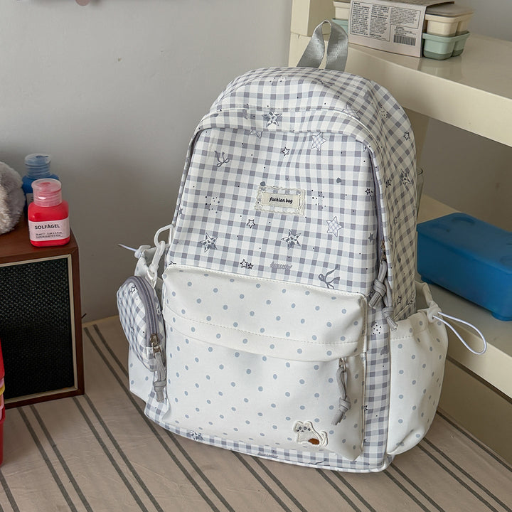 Stylish Checks Print Casual Backpack Kalsten