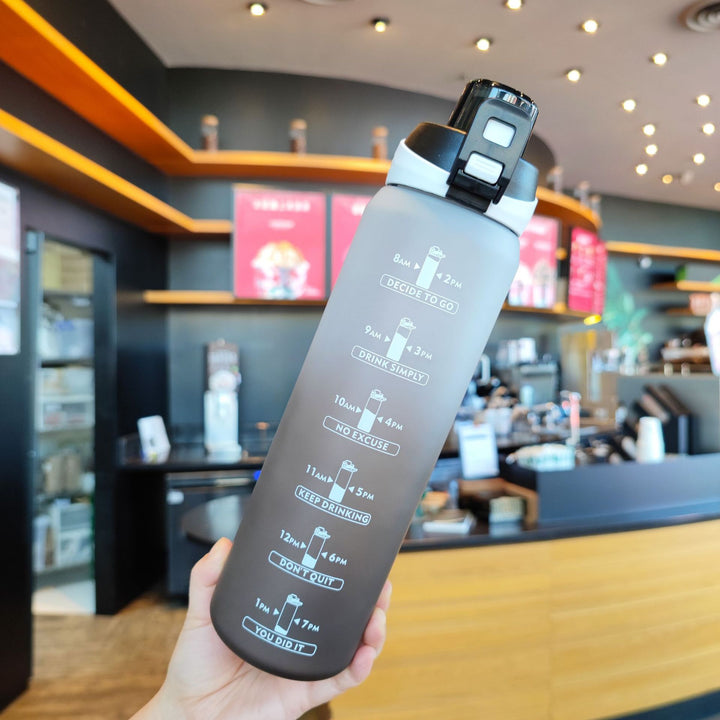Women's Motivational Water Bottle with Unique Time Marking and Secure Closure Kalsten
